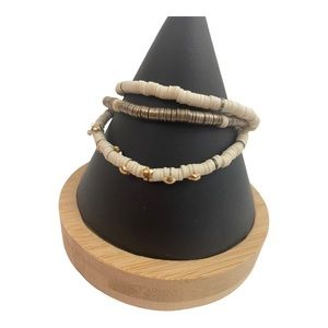𝅺bracelets white & gold clay beads